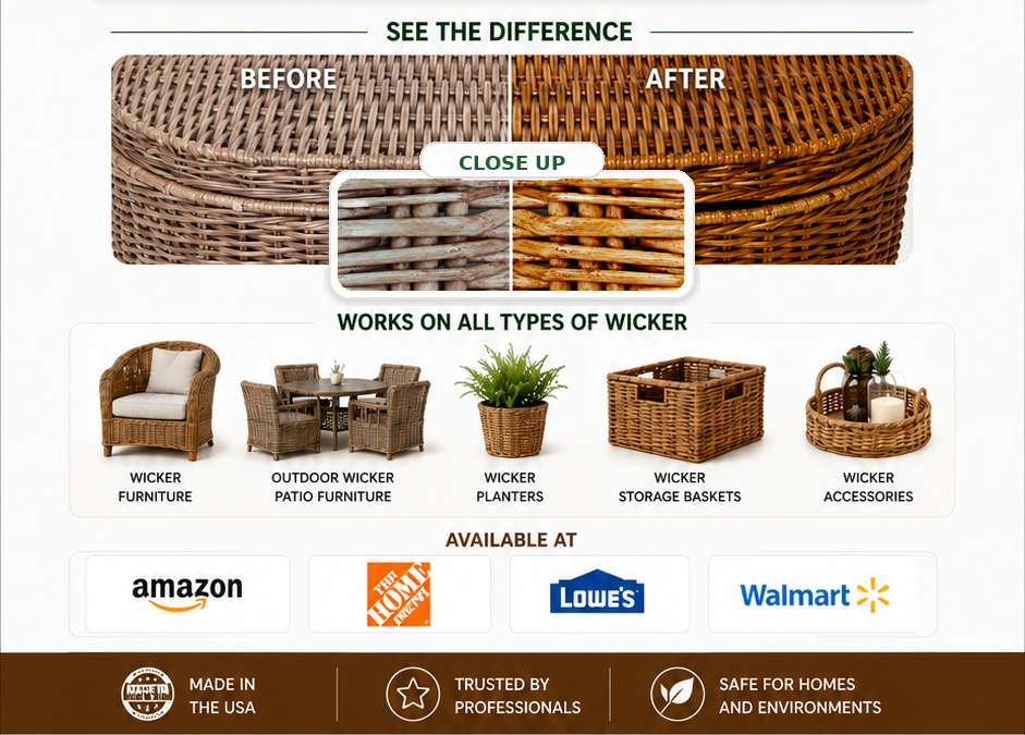Wicker Magic before and after results, uses and retailers